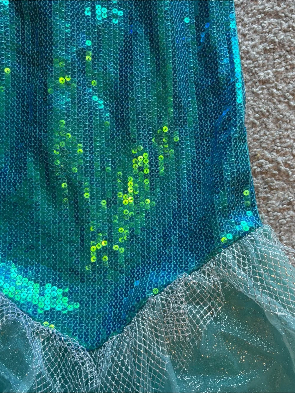 GILLIANS CLOSET Sparkling SEQUINS Green Blue Mermaid Costume 7/8 Halloween
